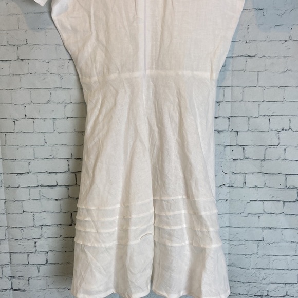 Pampelone Ella White 100% Linen Mini Dress Sz S Fit & Flare Beach Boho Vacation - Picture 10 of 16